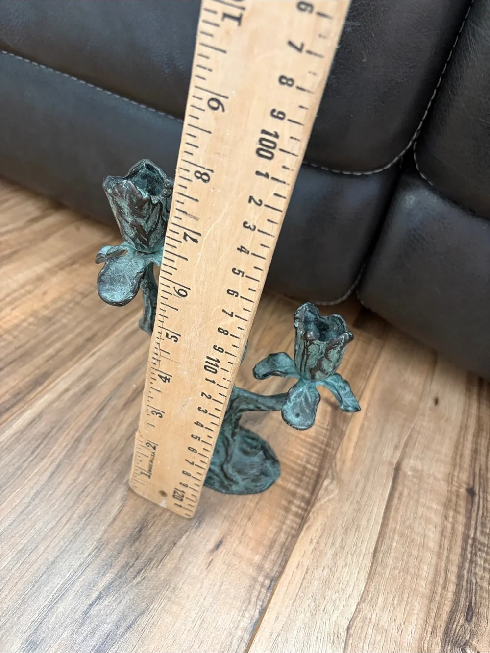 Pier 1 Metal Decorative Verdigris Bird & Floral Candle Holder  made in Korea